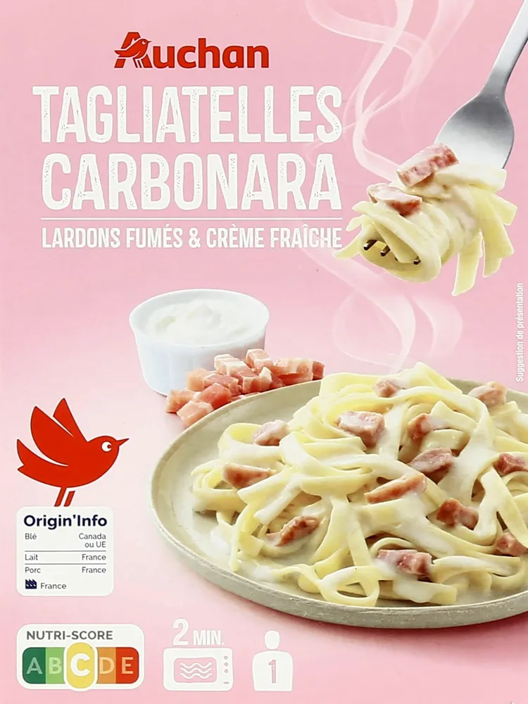 Tagliatelles carbonara lardons fumés et crème fraîche