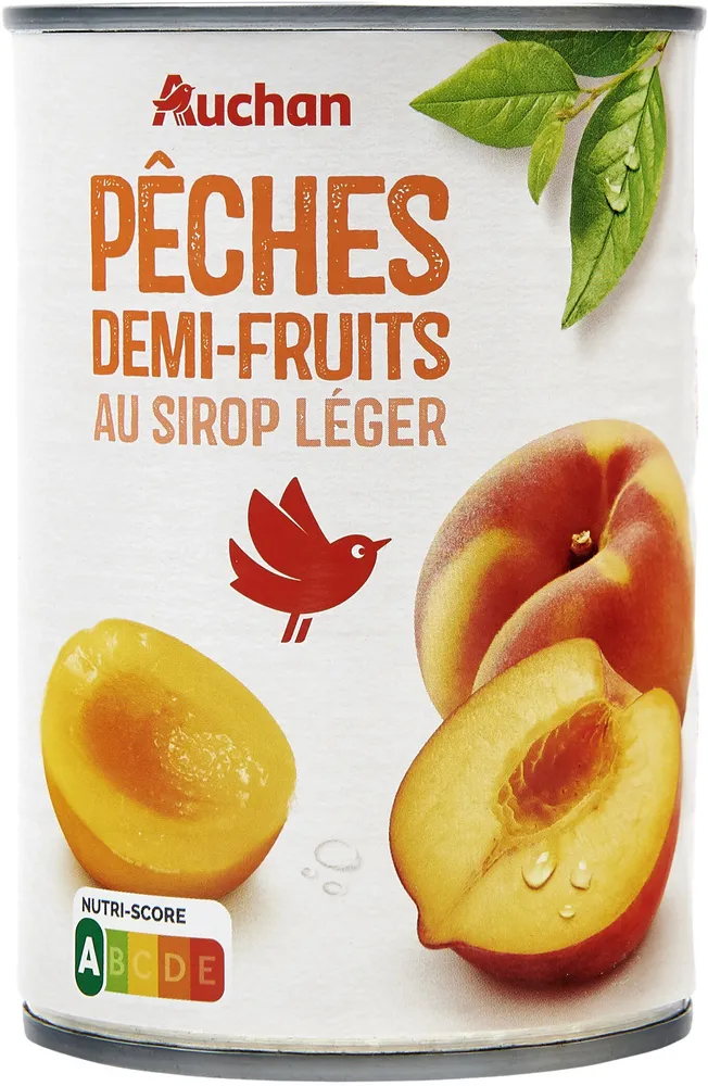 Pêches demi-fruit au sirop léger