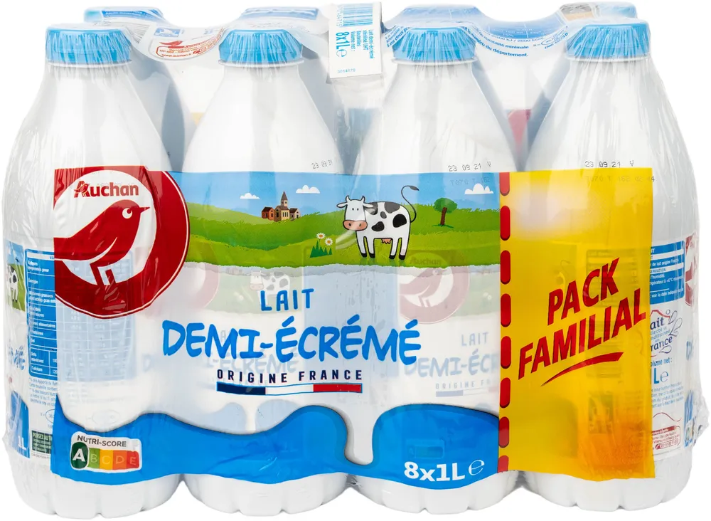 Auchanlait demi-écréméorigine France