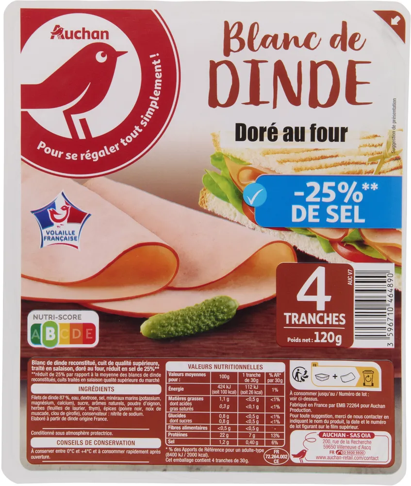 Blanc de dinde doré au four - de 25%**