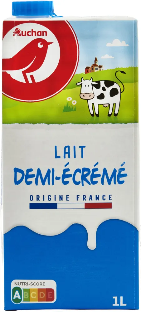 Auchan lait demi écrémé origine France