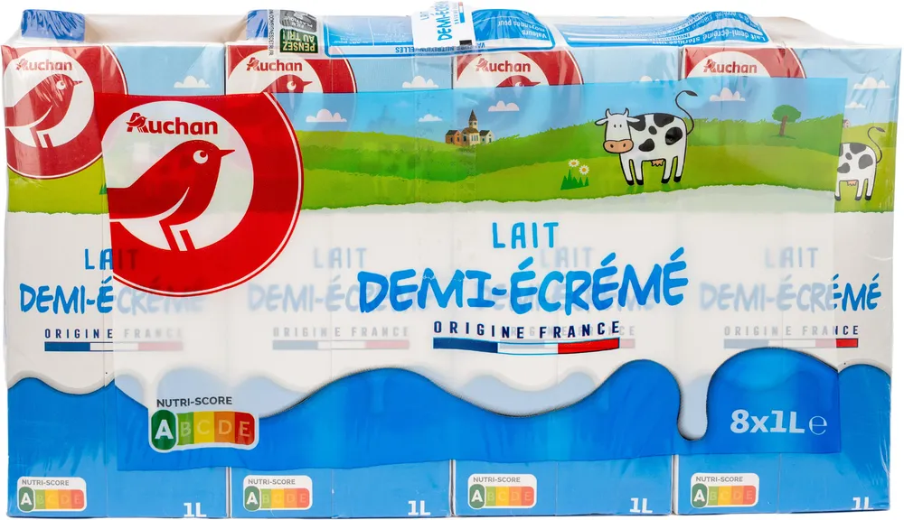 Auchanlait demi écréméorigine France