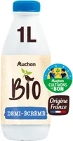 Auchan BioLAIT DEMI ECREMEORIGINE FRANCE SOLIDAIRES POUR SOUTENIR NOS PRODUCTEURSFilière responsable1L
