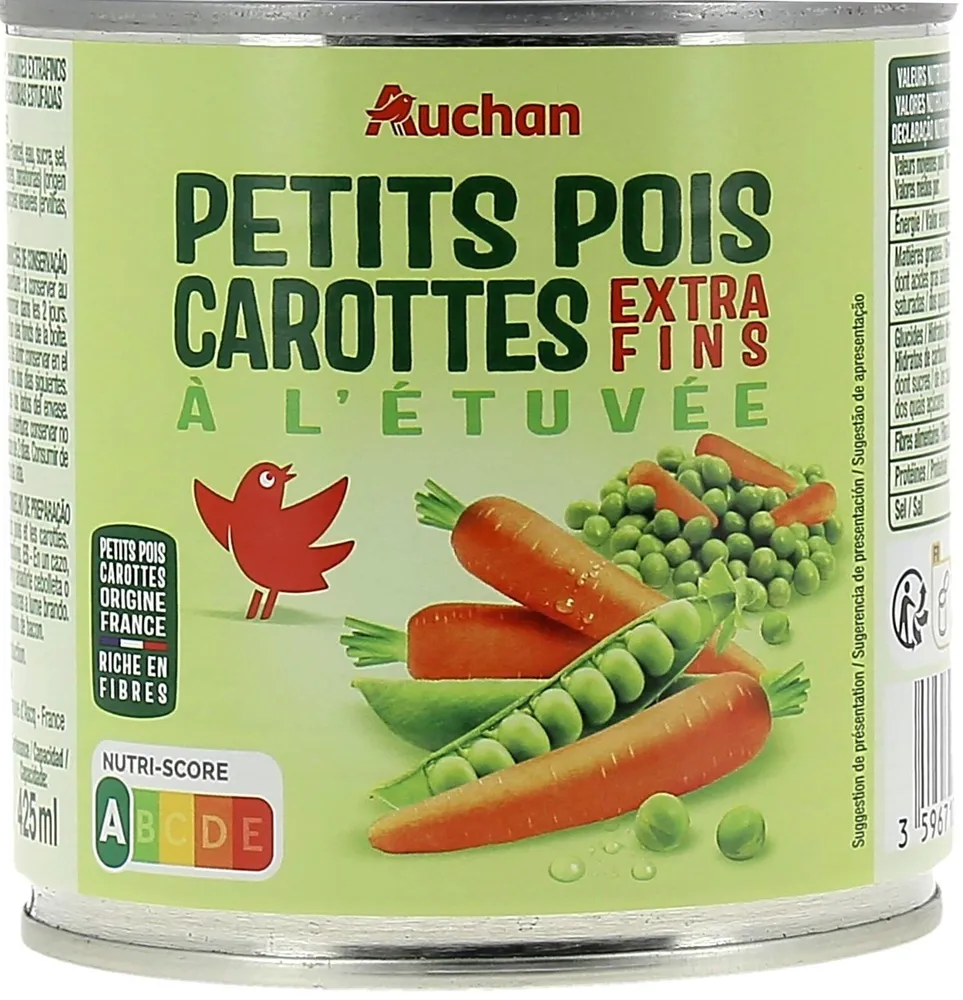 Petits pois extra-fins et carottes à l'étuvée