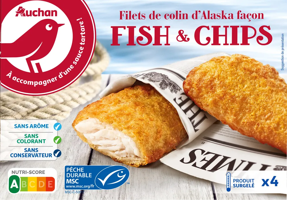 Filets de colin d'Alaska façon FISH et CHIPS.Qualité sans arête*