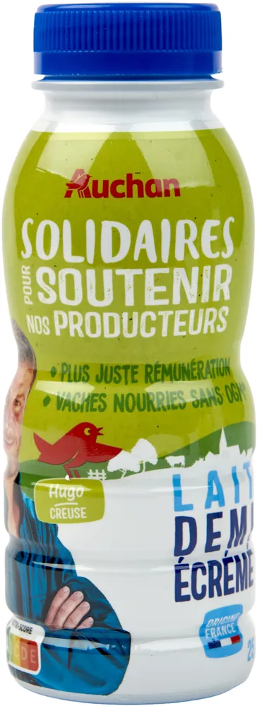 LAIT DEMI ECREMESOLIDAIRES POUR SOUTENIR NOS PRODUCTEURS*Plus juste rémunération*Vaches nourries sans OGM* -* <0.9%25 cL