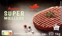 Super moelleux préparation à 80% de viande bovine hachée avec des protéines végétales, assaisonnée, surgelée