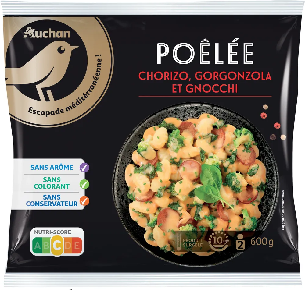 Poêlée de chorizo, gorgonzola et gnocchi, surgelée