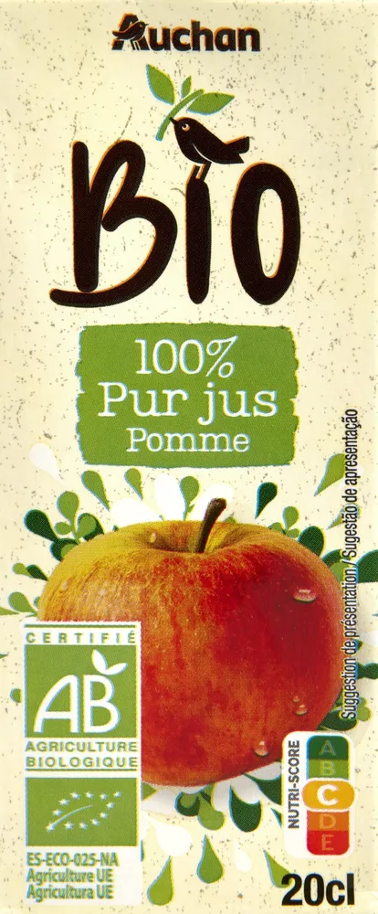 Pur Jus de pomme issu de l'agriculture biologique
