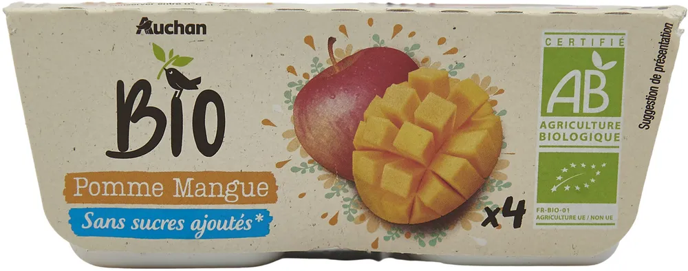 sans sucres ajoutés * POMME MANGUE*conformément à la réglementation.Contient des sucres naturellement présents dans les fruits.