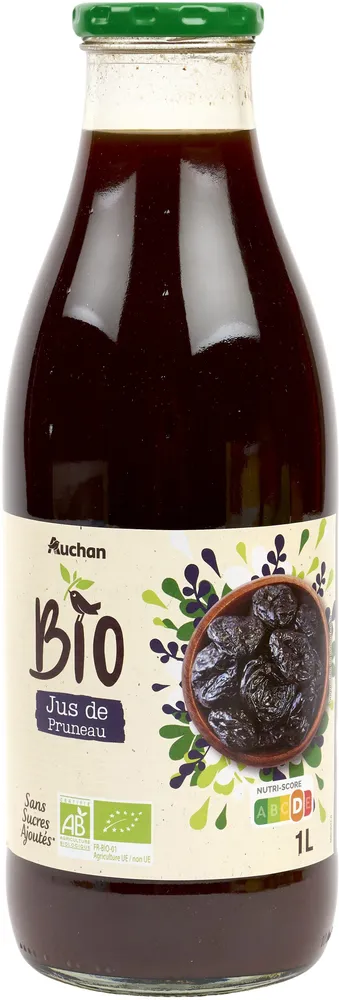 Jus de Pruneau issu de l'agriculture biologique*Sans sucres ajoutés (dans la déno commerciale)* Comme tous les jus de fruits. Contient les sucres naturellement présents dans les fruits.