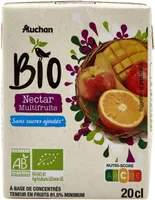 Nectar multifruits à base de concentrés BIO-Sans sucres ajoutés* *contient les sucres naturellement présents. teneur en fruits 81.5% minimum