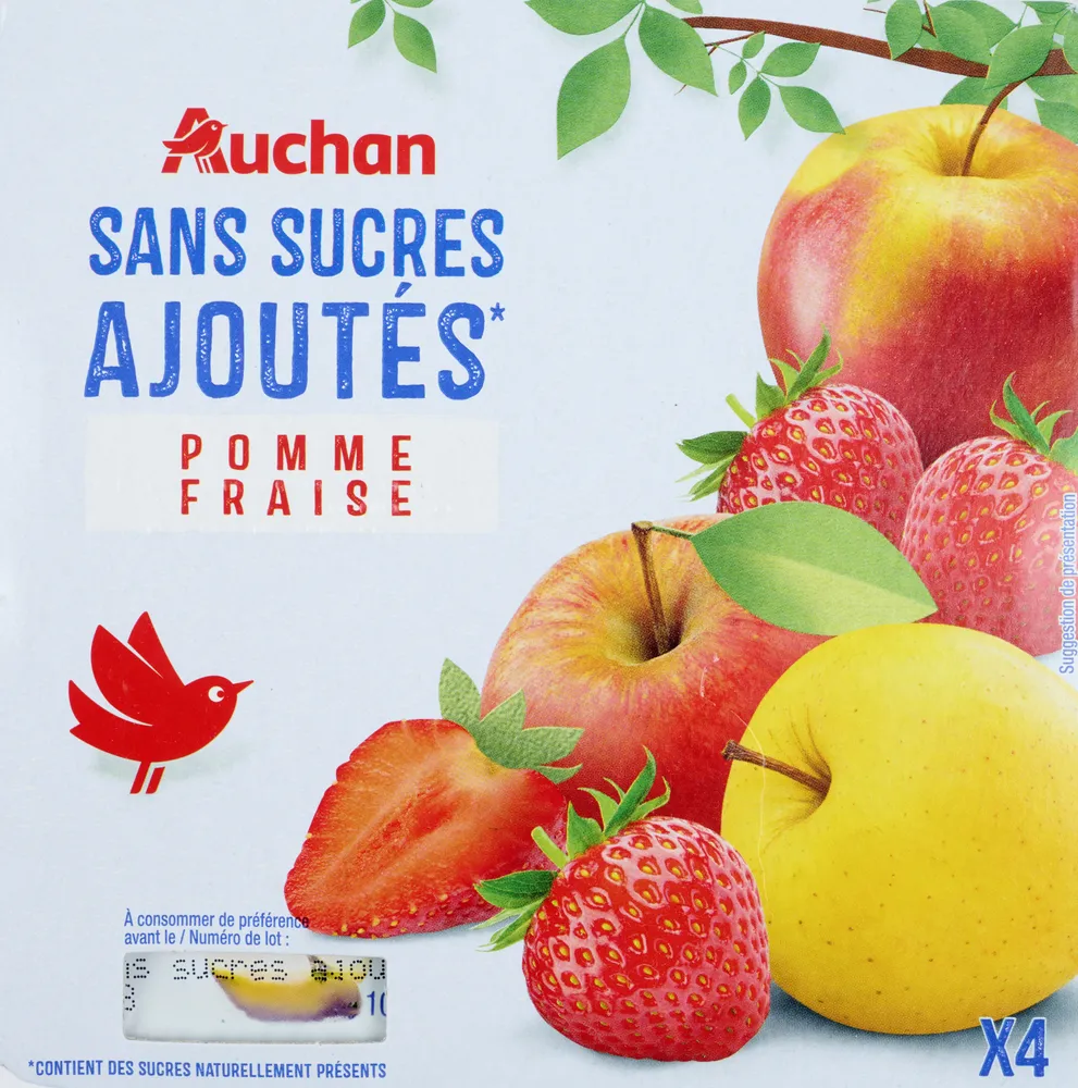 Sans sucres ajoutés*pomme fraise *contient des sucres naturellement présents