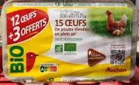 Auchan bio oeufs ppa poule elevee en plein air fil x12 + 3
