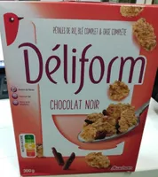 Deliform chocolat noir Pétales de riz, blé complet