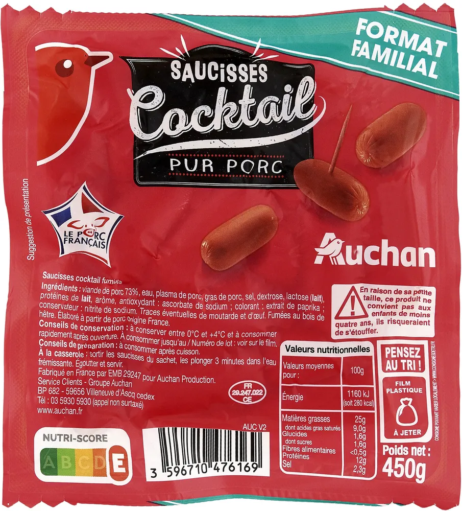 Saucisses cocktail pur porc