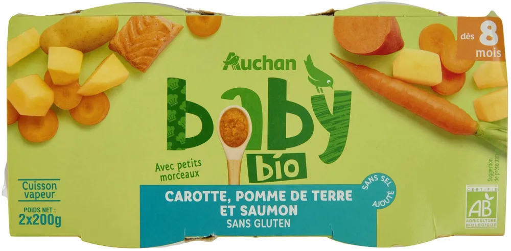 Carotte, pomme de terre et saumon