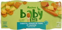 Carotte, pomme de terre et saumon