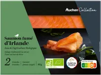 Saumon fumé d'Irlande issu de l'agriculture biologique - salage traditionnel au sel sec- fumé au bois de hêtre