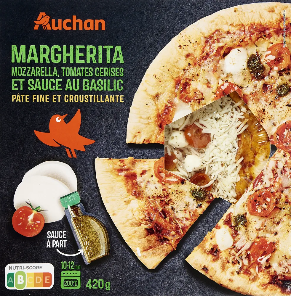 Margherita, mozzarella, tomates cerises et sauce basilic