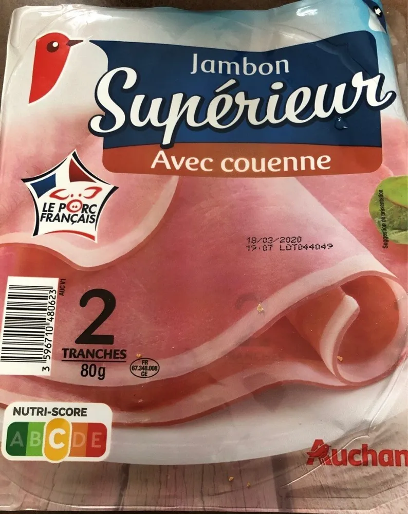 Jambon cuit supérieur avec couenne