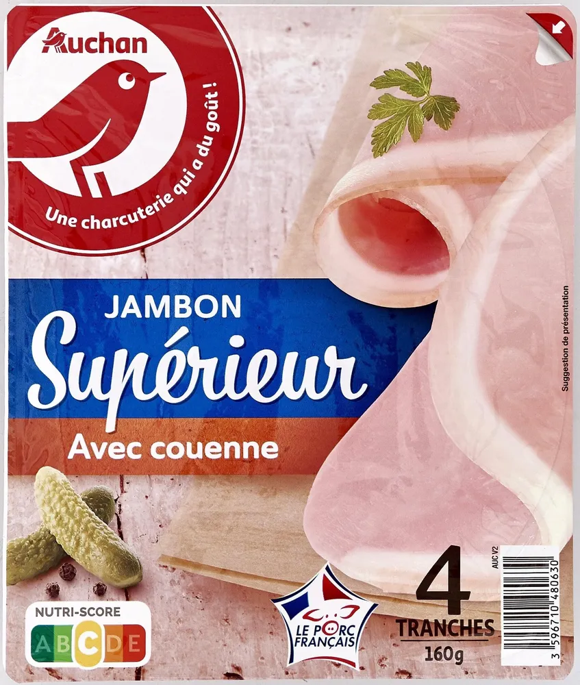 Jambon cuit supérieur avec couenne