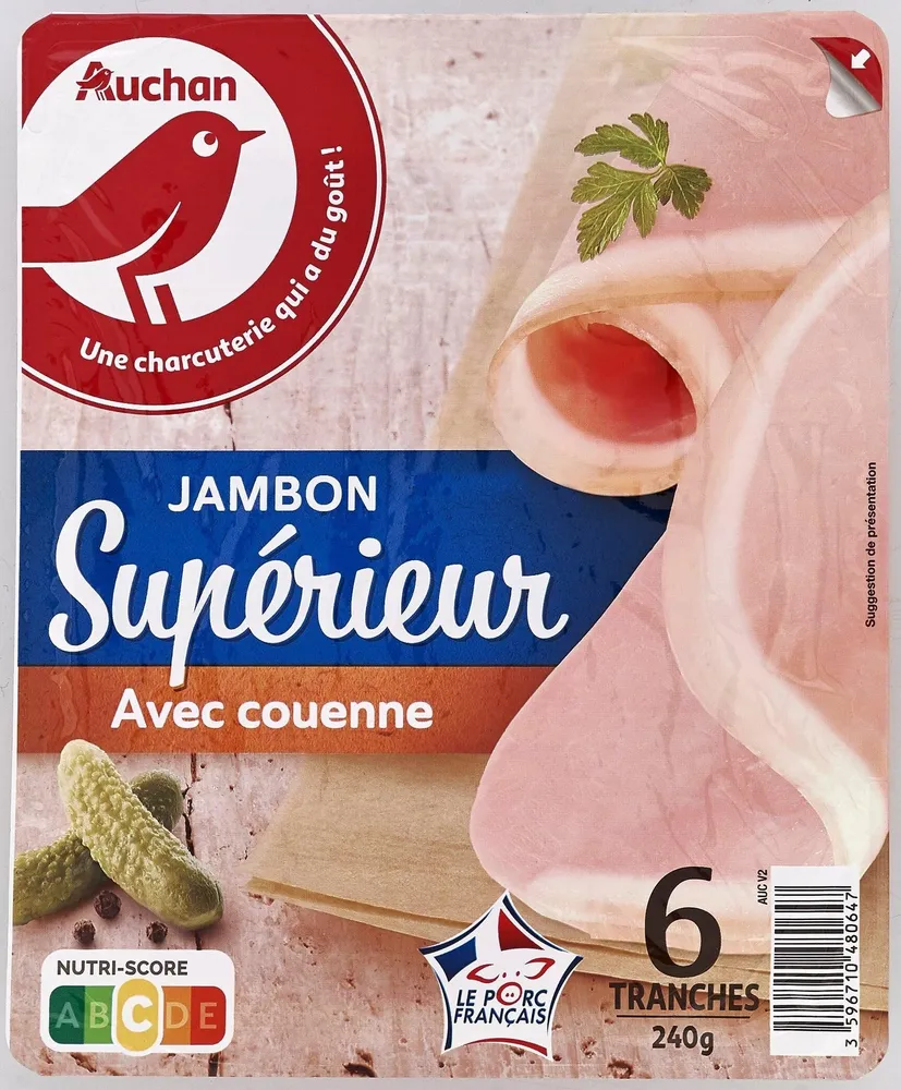Jambon cuit supérieur avec couenne