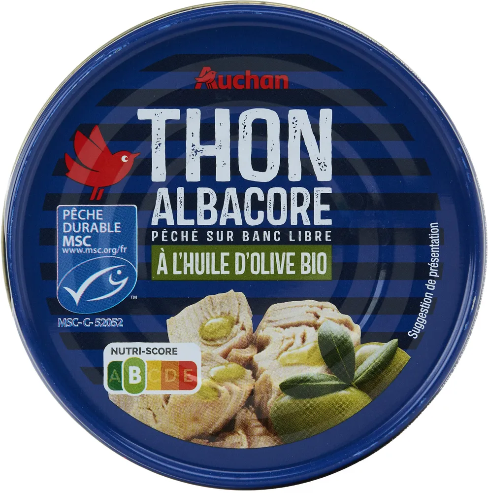 Thon albacore pêché sur banc libre à l'huile d'olive bio