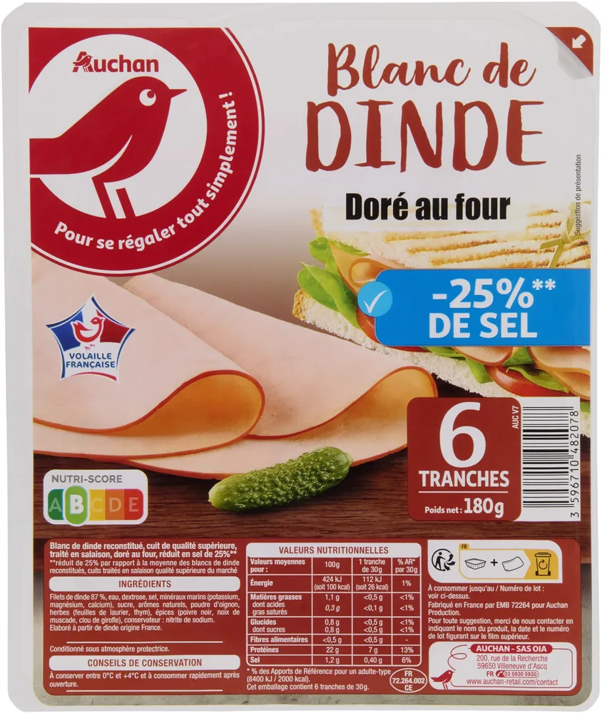 Blanc de dinde doré au four - de 25%**