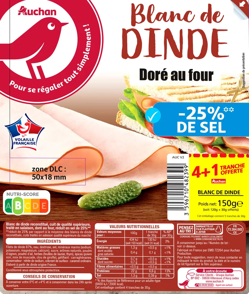 Blanc de dinde doré au four - de 25%**