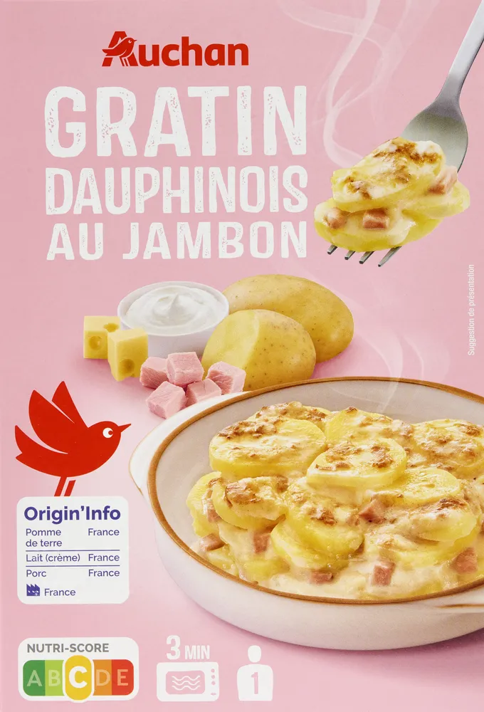Gratin dauphinois légèrement gratiné jambon supérieur