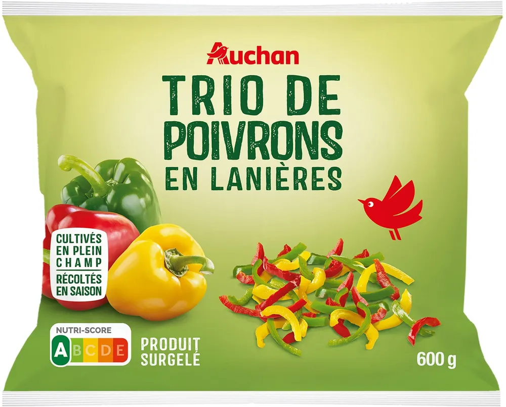 Trio de poivrons crus en lanières