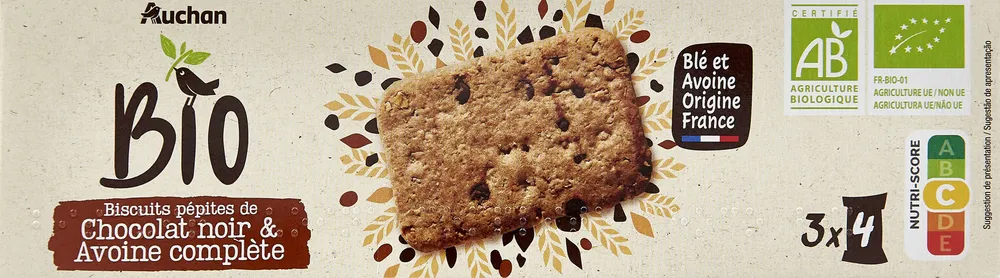 Biscuits pépites de Chocolat noir et Avoine complète