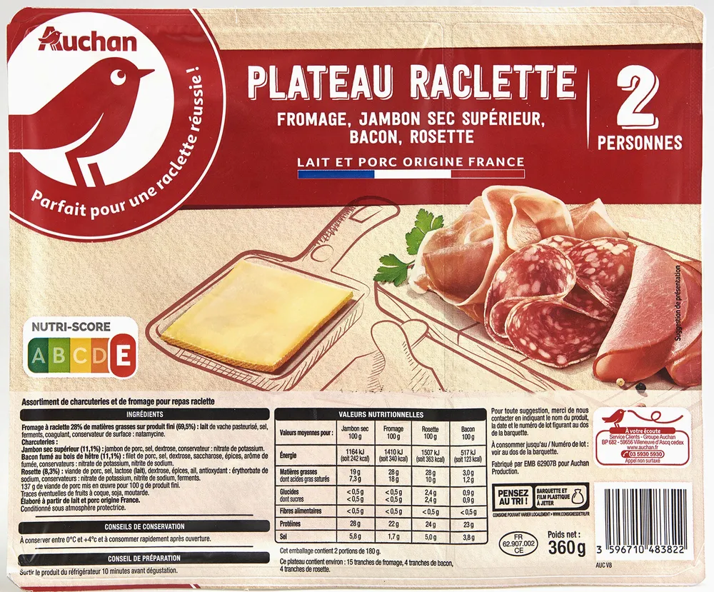 PLATEAU RACLETTEFromage - Jambon cuit - Jambon sec supérieur - Miche au poivre - Coppa
