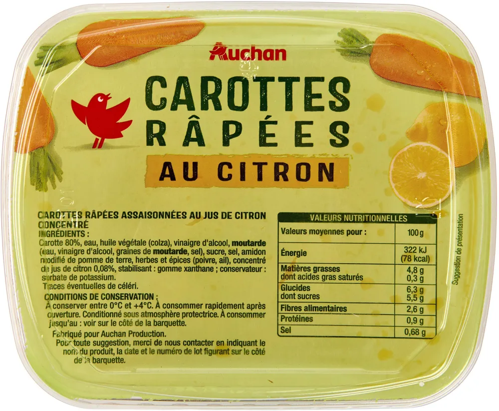 Salade carottes râpées citron
