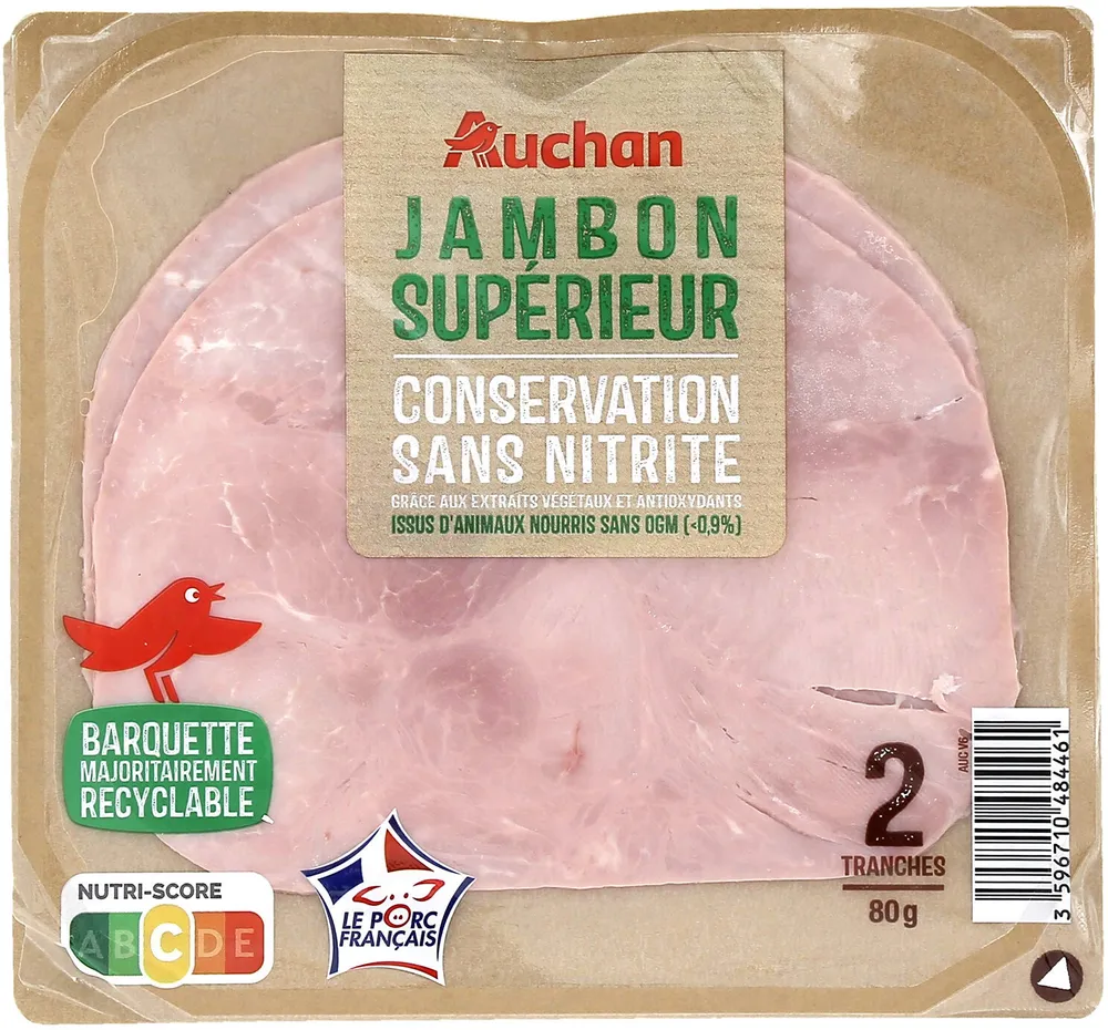 Jambon SupérieurSans couenneConservation Sans Nitrite grâce aux extraits végétaux et antioxydant
