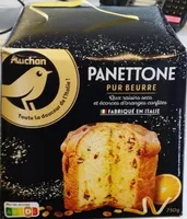 Auchan gourmet panettone pur beurre aux raisins secs et ecorces d'oranges confites 750g