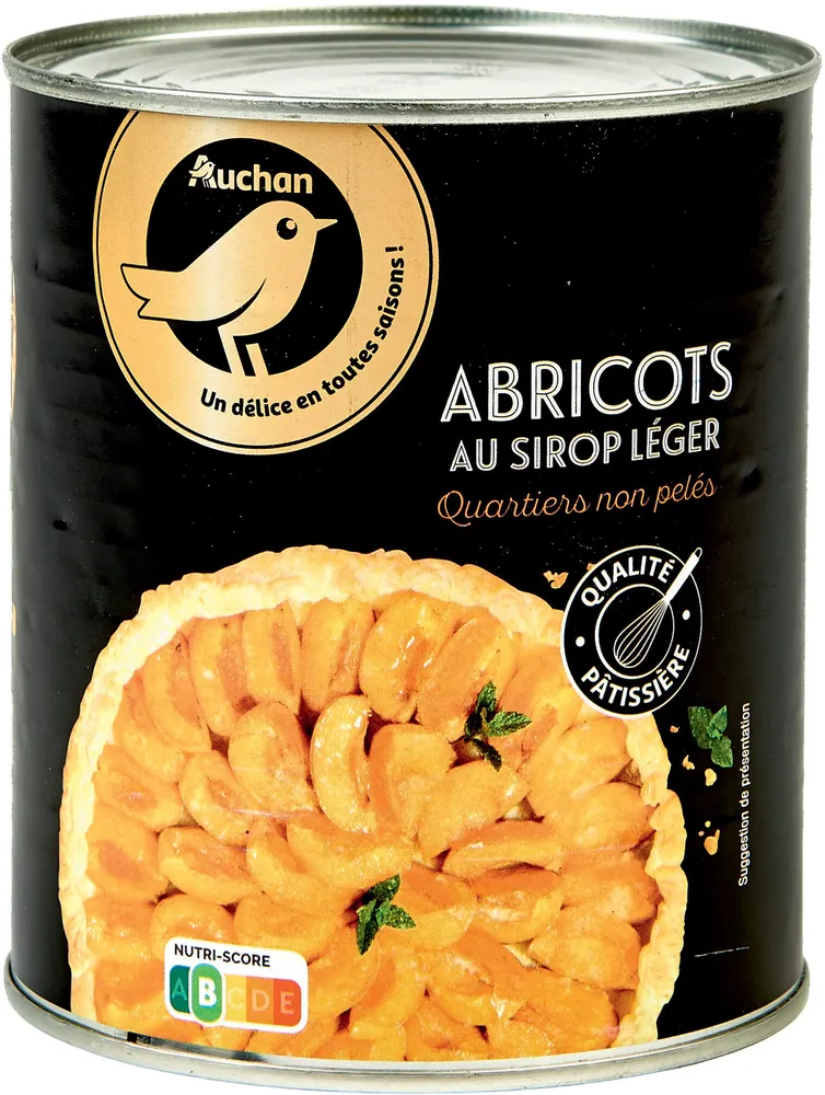 Quarts d'abricots non pelés au sirop léger