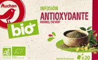 AUCHAN BIO Infusion Anti oxydanteRooibos, feuilles de framboisier, thé vert