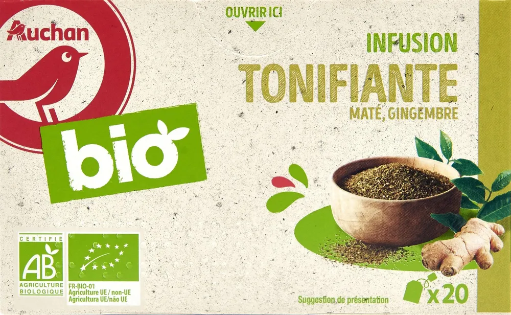 AUCHAN BIO Infusion TonifianteMaté, Gingembre