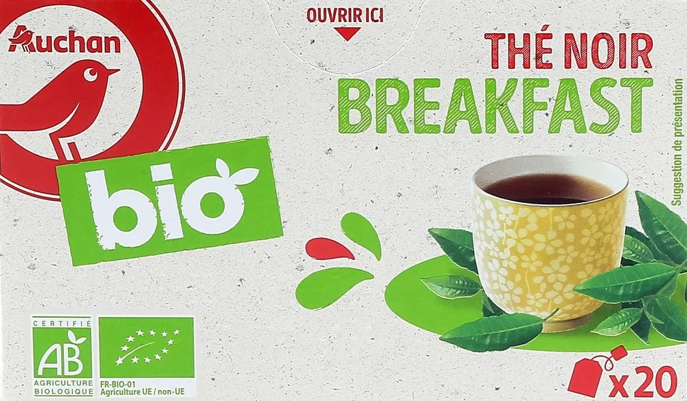 AUCHAN BIO Thé Noir Breakfast
