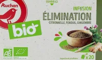 AUCHAN BIO Infusion EliminationCitronnelle, fenouil, gingembre