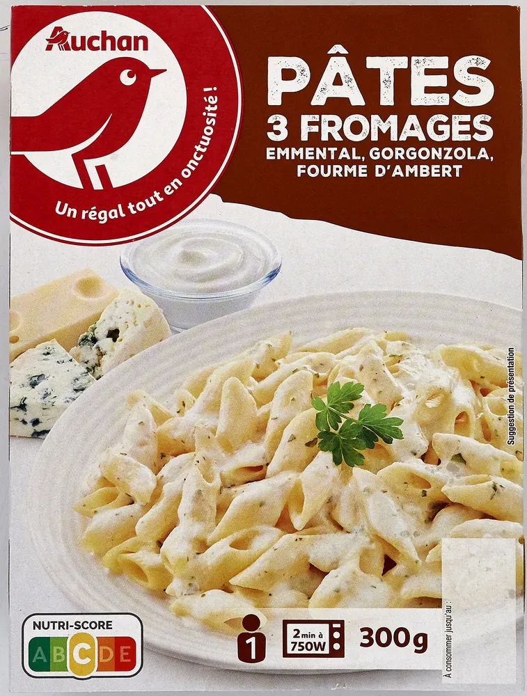 Pâtes trois fromages Emmental, Gorgonzola, Fourme d'Ambert