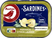 AUCHAN SARDINES MARINADE CITRON LAURIER - SANS HUILE 135g