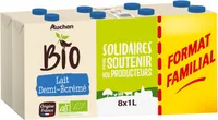 Auchan bio lait demi ecreme origine france solidaires pour soutenir nos producteurs 8x1l