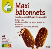 Maxi bâtonnetsvanille, chocolat au lait, amandes