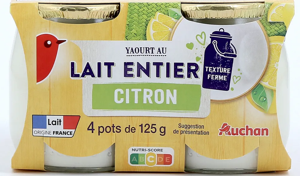 Yaourts au lait entier, sucré, au citron