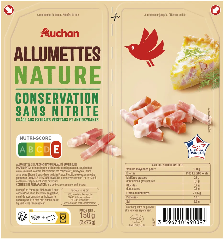 Allumettes natureConservation sans nitrite*