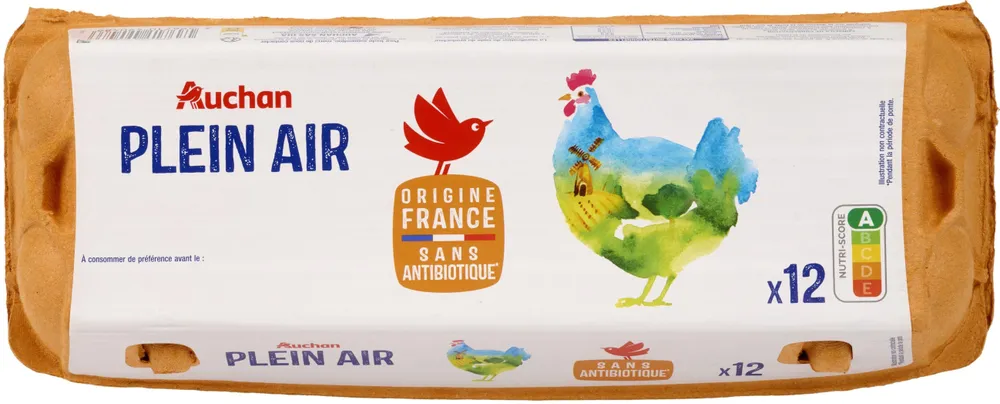 PLEIN AIRX12Poules élevées sans traitement antibiotique* * pendant la période de ponte
