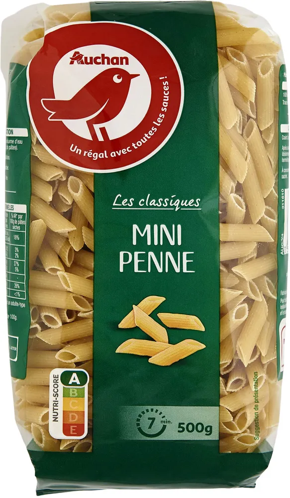 Pâtes alimentaires de qualité supérieure : coquillettes, alphabet, macaroni, cheveux d'ange, torti, nouilles, coudes rayés, serpentini, penne rigate, fusilli, farfalle, festonati, mini farfalle, petit